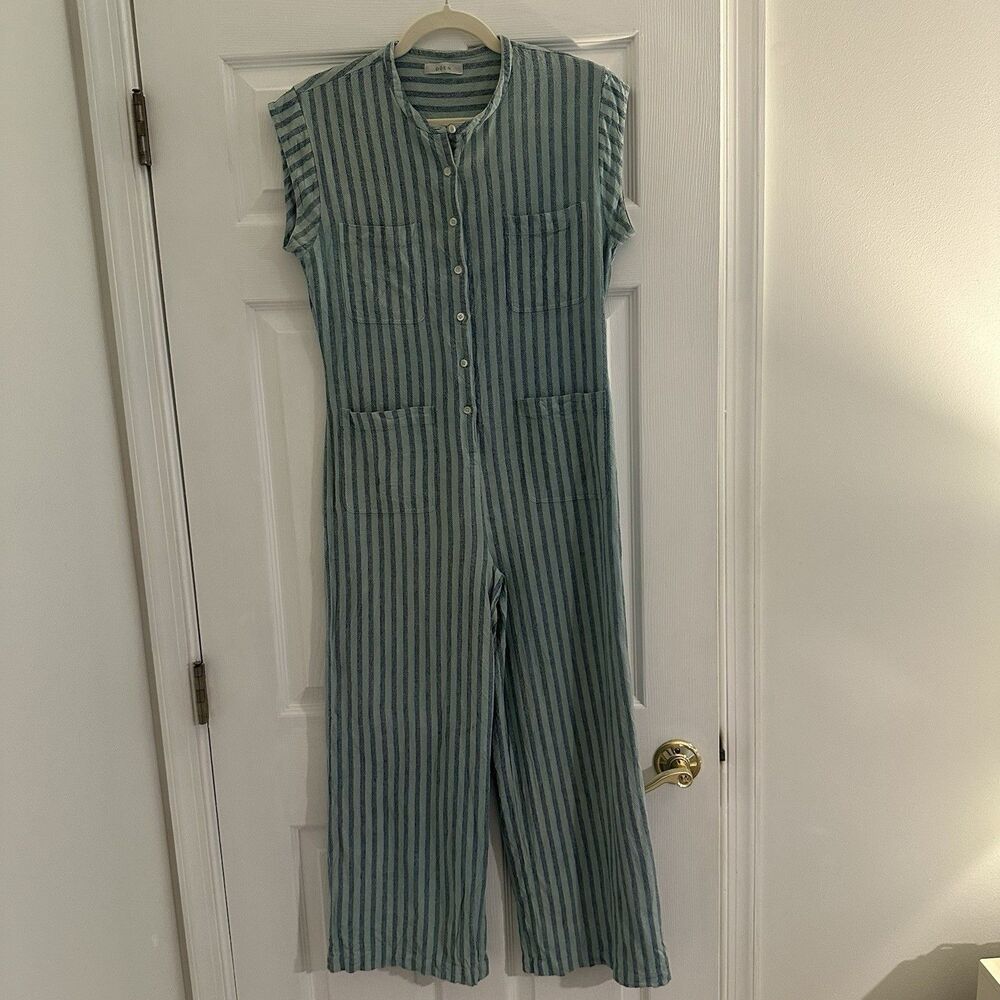 Dôen Biarritz Jumpsuit Blue Stripe Women Medium GUC